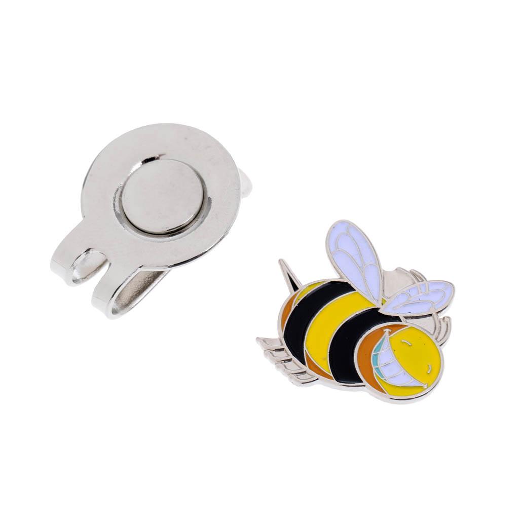 2xPortable Mini Alloy Golf Ball Marker with Magnetic Golf Hat Clip Little Bee