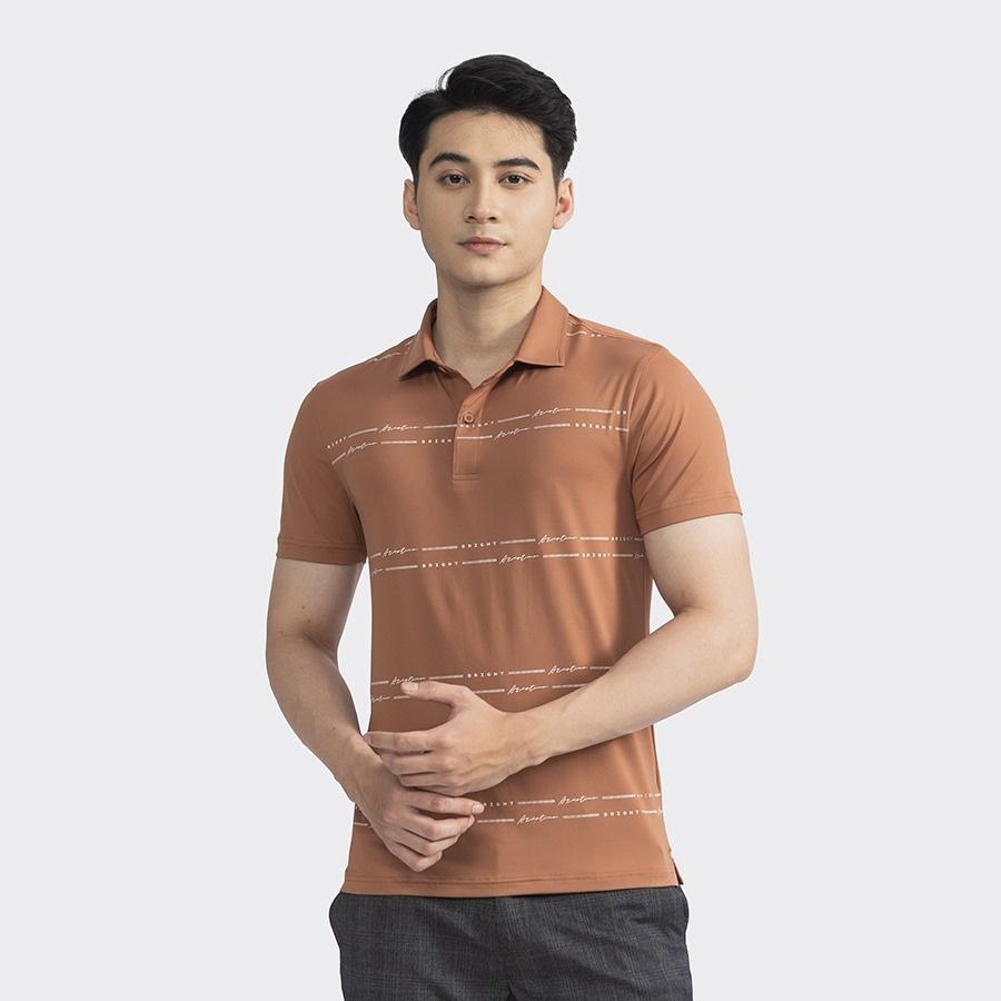 Áo polo ngắn tay ARISTINO họa tiết kẻ độc đáo, màu nâu thời thượng, lịch lãm- APS172S2