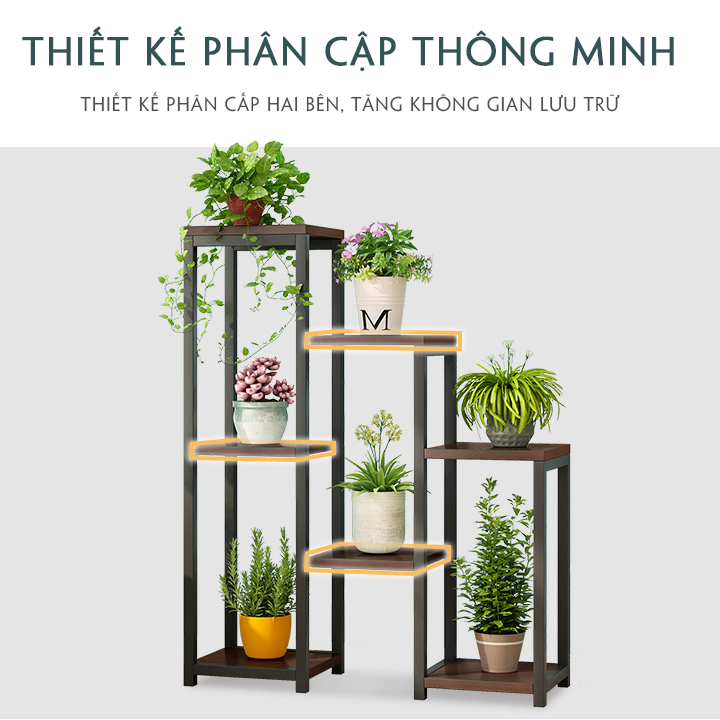 Kệ hoa 3 tầng phòng khách khung thép chắc chắn 2 màu trắng đen, Kệ trang trí cây cảnh để hoa Quà tặng