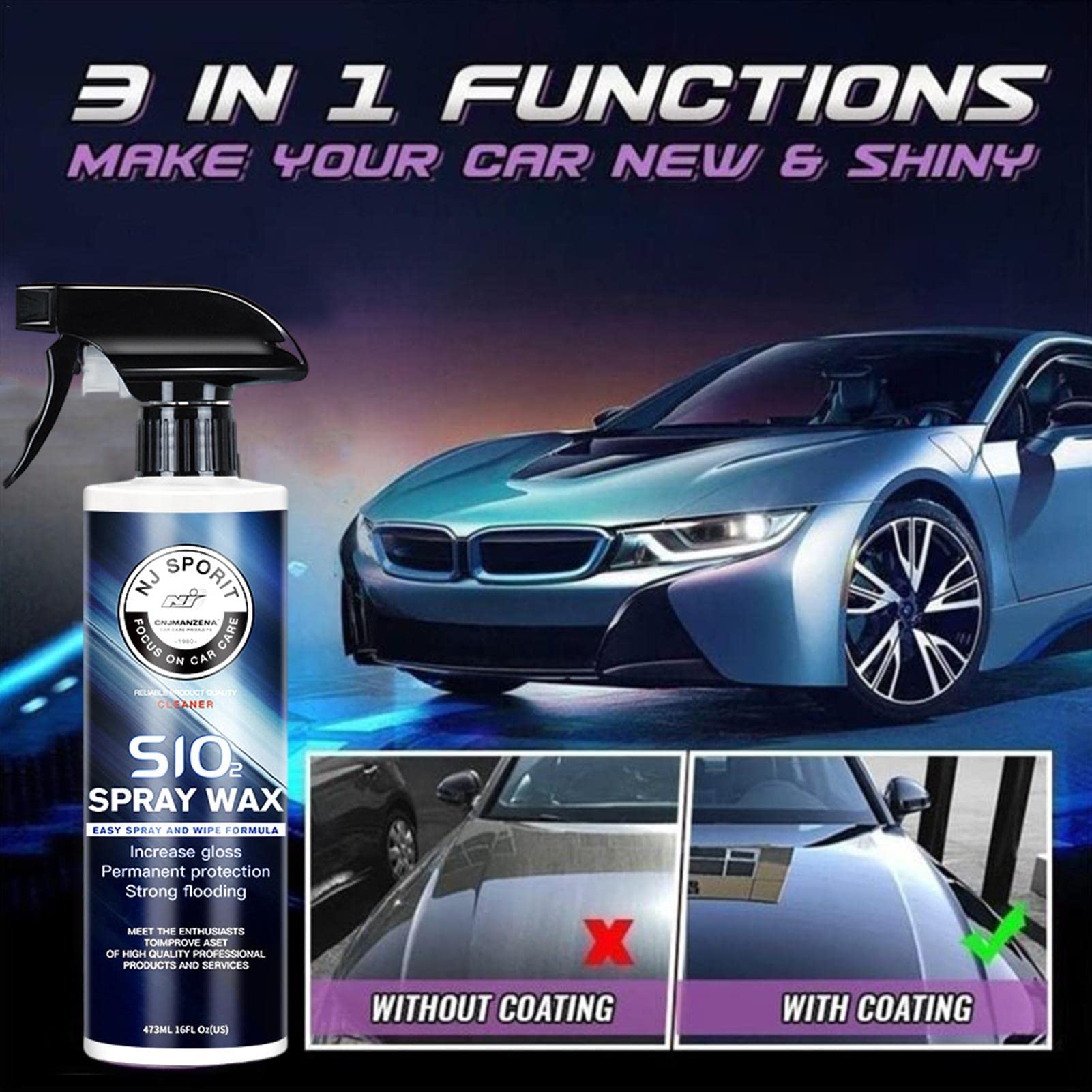 Chai Nano dạng Xịt Dưỡng Bóng Son Xe Chống nước giúp xe luôn mới SIO2 Spray Wax cao cấp