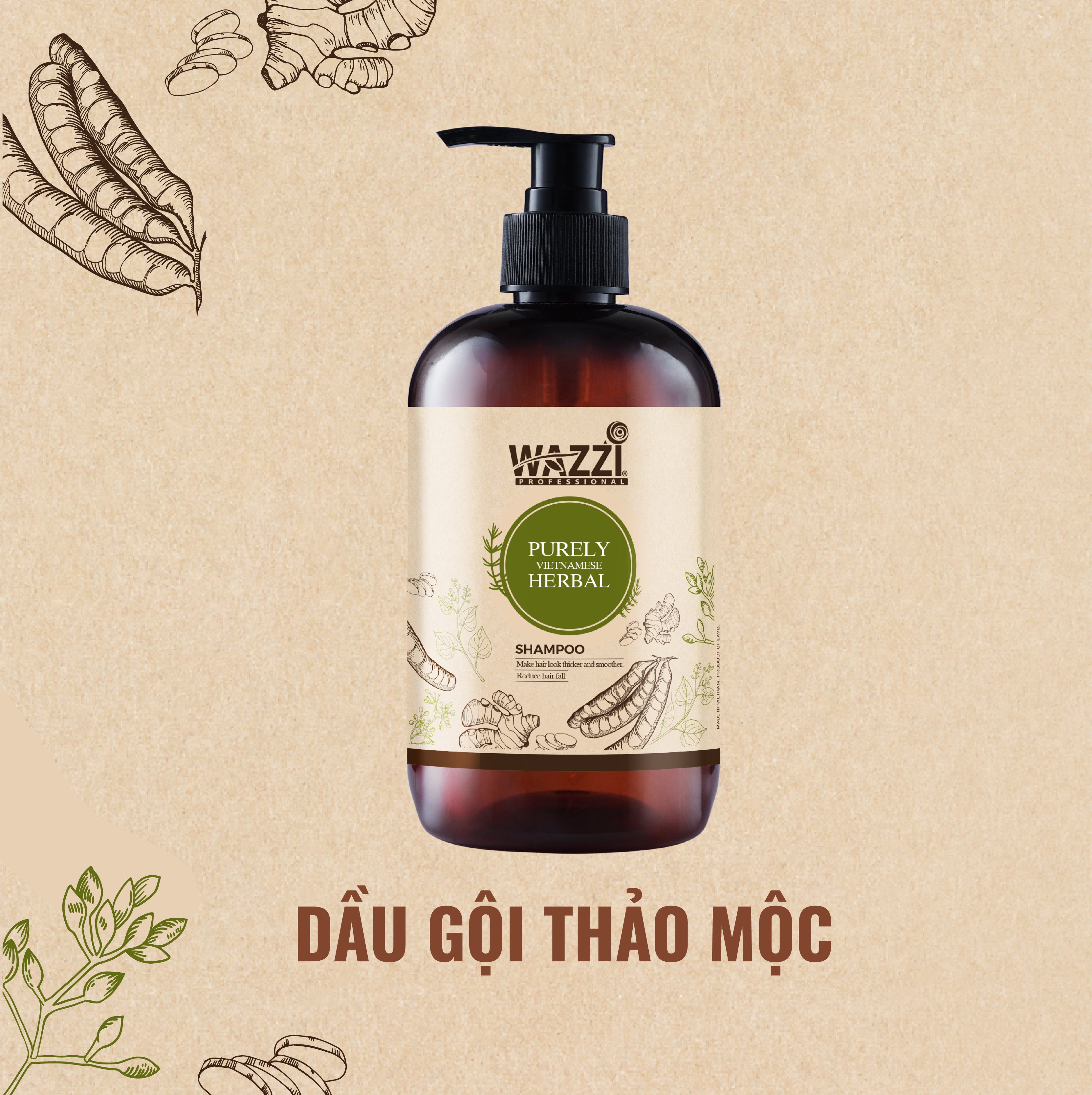 Dầu Gội Thảo Mộc Thuần Việt Wazzi 500ml