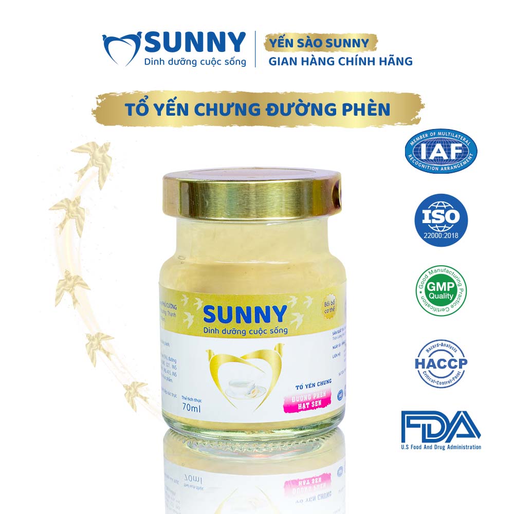 [Hộp 8] Yến hạt sen - Yến Sào Khánh Hòa chưng sẳn - 25% Yến thô - 70ml/hũ - Yến sào SUNNY