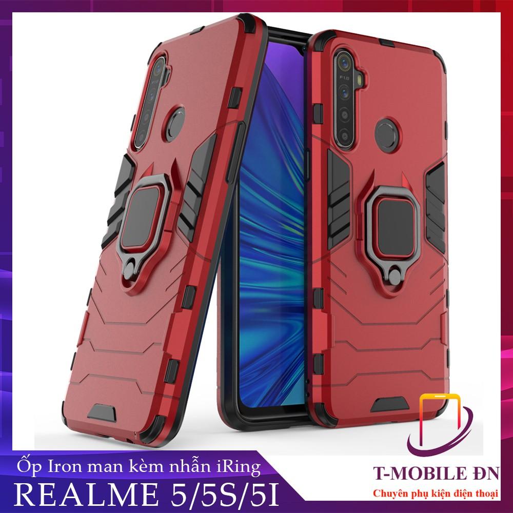 Ốp lưng cho Realme 5 5i 5s iron man chống sốc kèm nhẫn xoay chống xem video bảo vệ camera