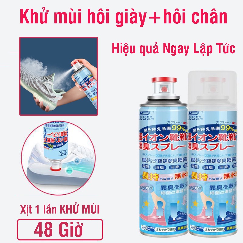 Bình Xịt Khử Mùi Hôi Chân + Hôi Giày Nhật Bản -Hạn Chế MỒ HÔi CHÂN-Duyệt Khuẩn- Mát Lạnh- Hương Thêm Giữ Cực Lâu Dài