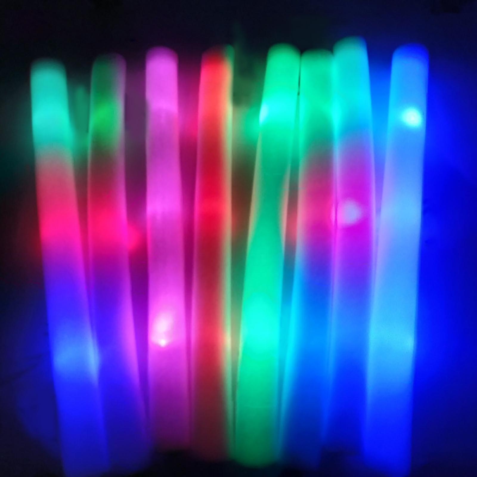 LED Foam Sticks 3 Modes Flashing Effect Colorful LED Glow Sticks Glow Sticks for Birthdays Carnival