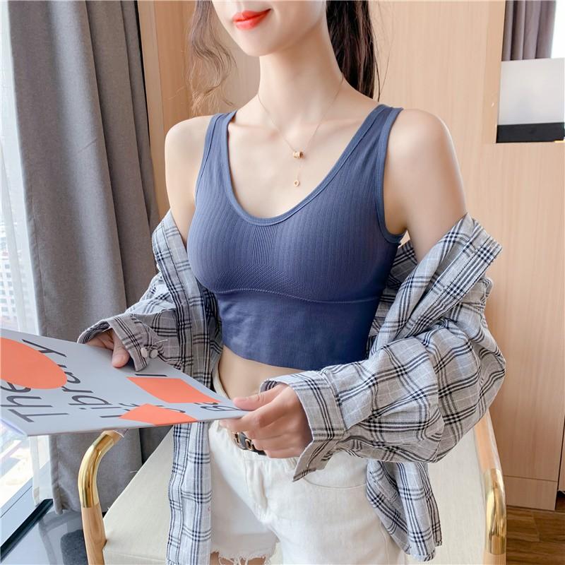 Áo Bra, áo bra đan dây sau lưng nữ ba lỗ thun không tay kiểu ôm body vải cotton co giãn tốt A003