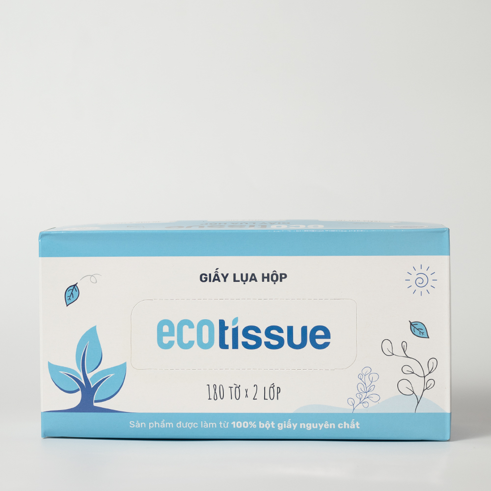Khăn giấy ăn khăn giấy lụa Ecotissue hộp cao cấp 180 tờ siêu mềm mịn thấm hút tốt an toàn khi sử dụng
