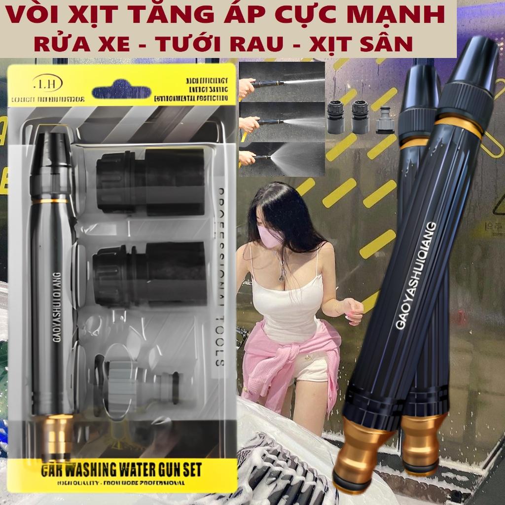 Vòi Xịt Tăng Áp Phun Nước Xịt Rửa Xe Tưới Cây Đa Năng Rửa Sân Vườn Áp Lực Cao Bằng Kim Loại Có Thể Phun Xa Đến 10 Mét
