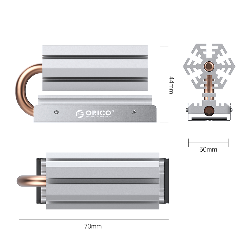 Tản nhiệt M.2 SSD dùng cho SSD M.2 NVME/Sata 2280 Orico M2HS6-SV - Hàng Chính Hãng