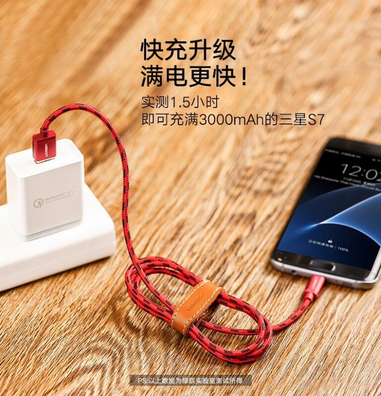 Ugreen UG40884US246TK 1M màu Xanh lá Cáp sạc truyền dữ liệu USB 2.0 sang MICRO USB dây bọc lưới - HÀNG CHÍNH HÃNG