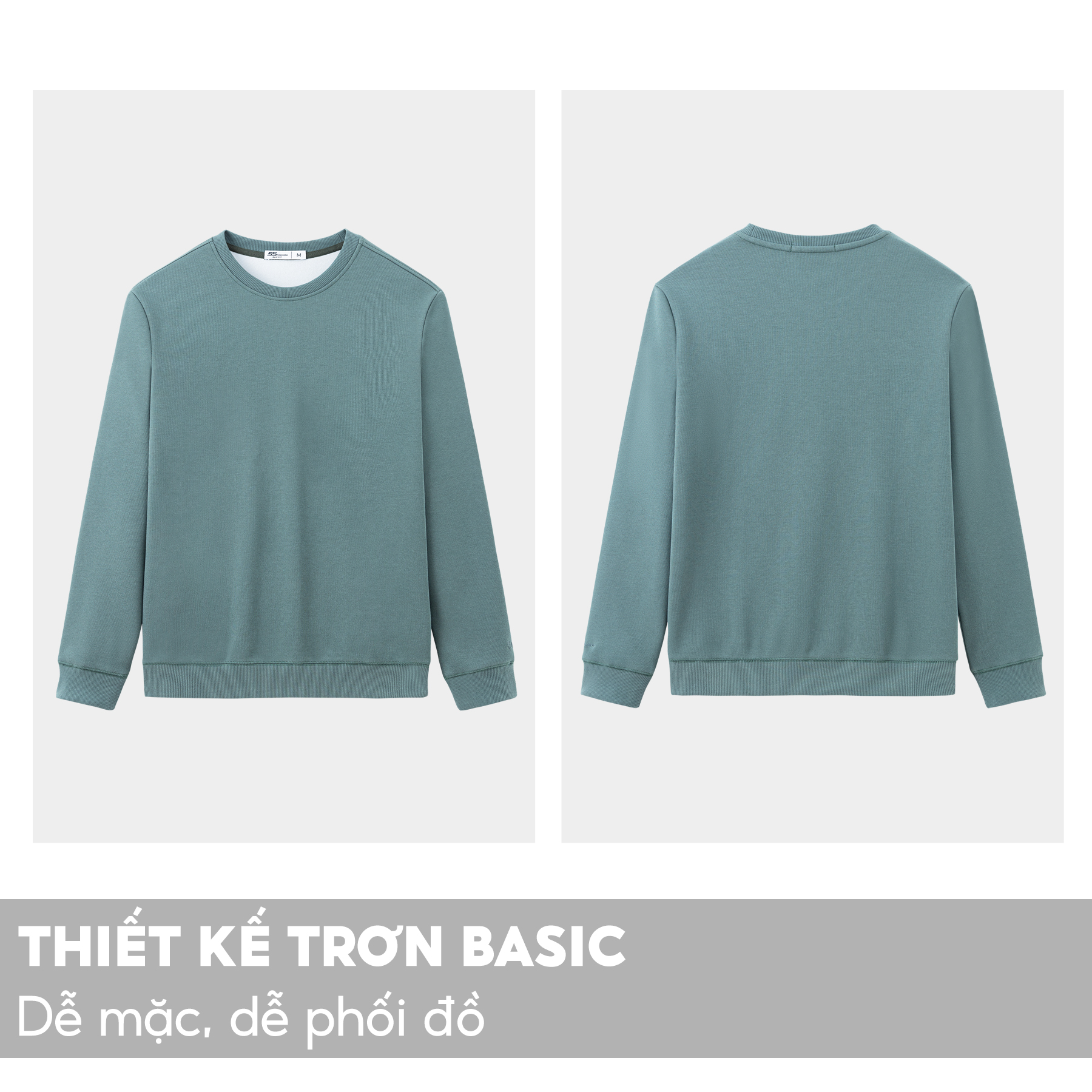 Áo Nỉ Nam Dài Tay 5S FASHION Cổ Tròn, Vải Cotton USA, Mềm Mại, Dày Dặn, Giữ Ấm Tốt, Thiết Kế Trơn Basic, Năng Động