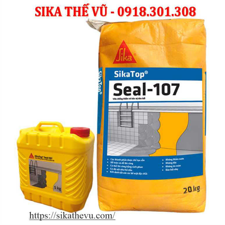 Chống thấm sàn mái, sân thượng gốc xi măng hai thành phần - SikaTop Seal 107 (bộ 25kg)