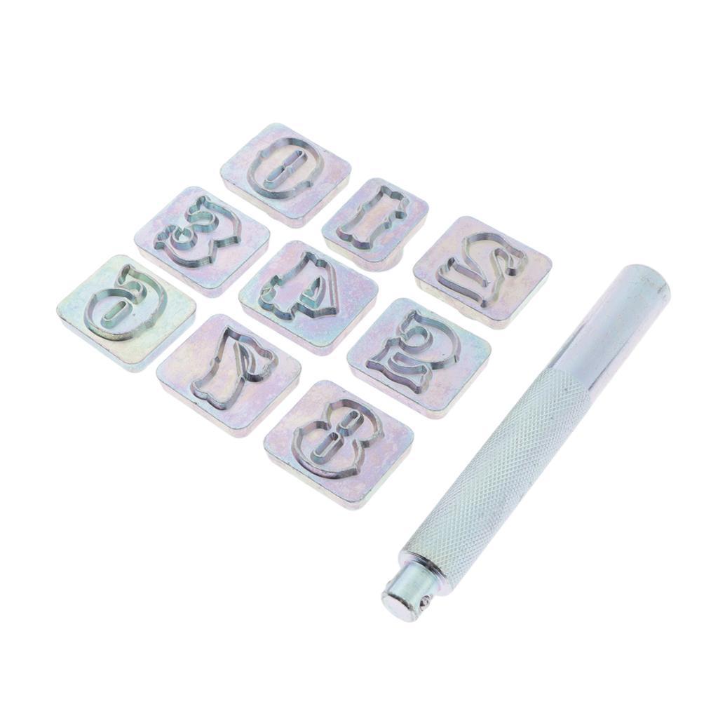 10pcs Zinc Alloy Number 0~8 Stamp Punch Tool Kit Leathercraft Hand Stamp Set