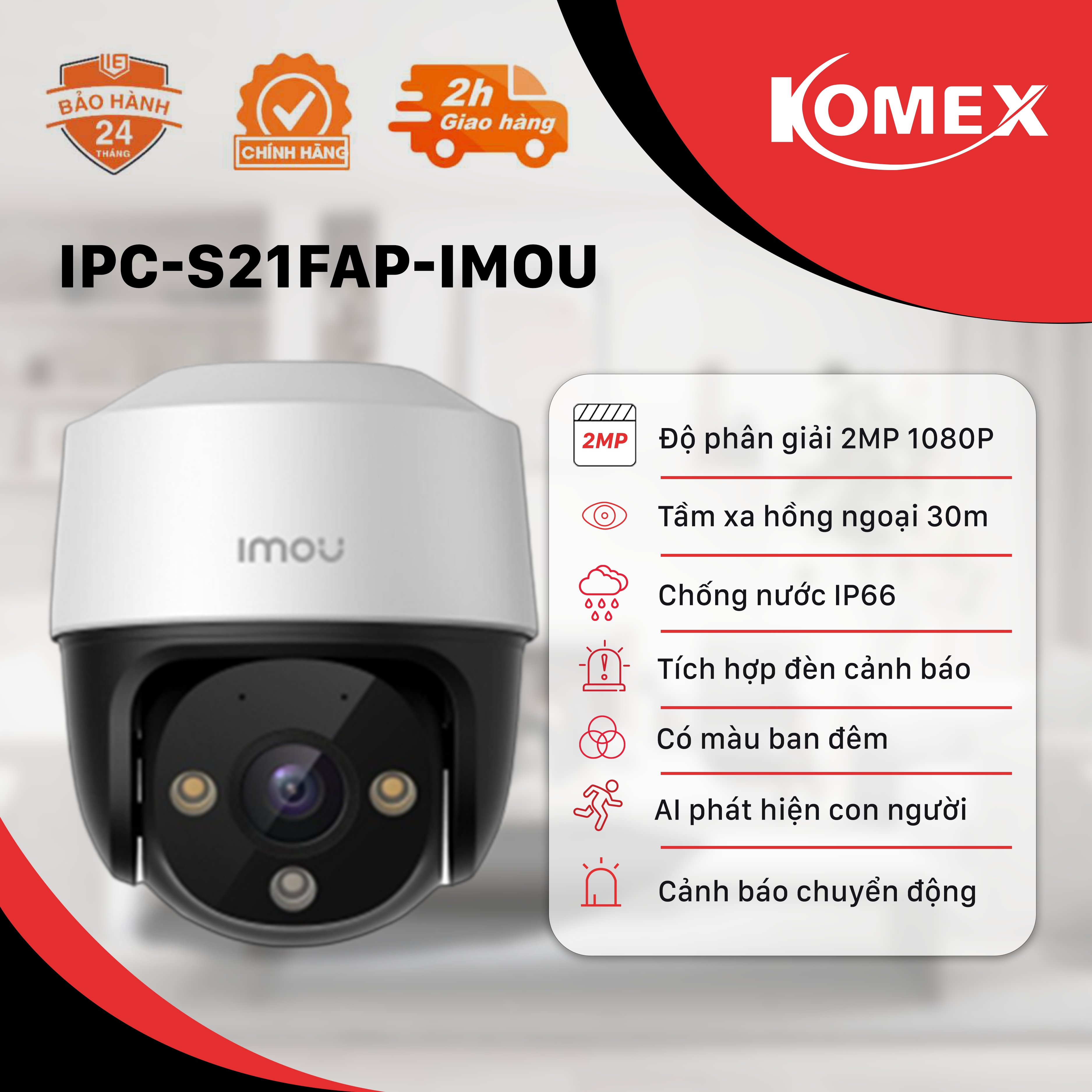 Camera WIFI Ngoài Trời IMOU CRUISER SE IPC - S21FAP/S41FAP - Hàng Chính Hãng