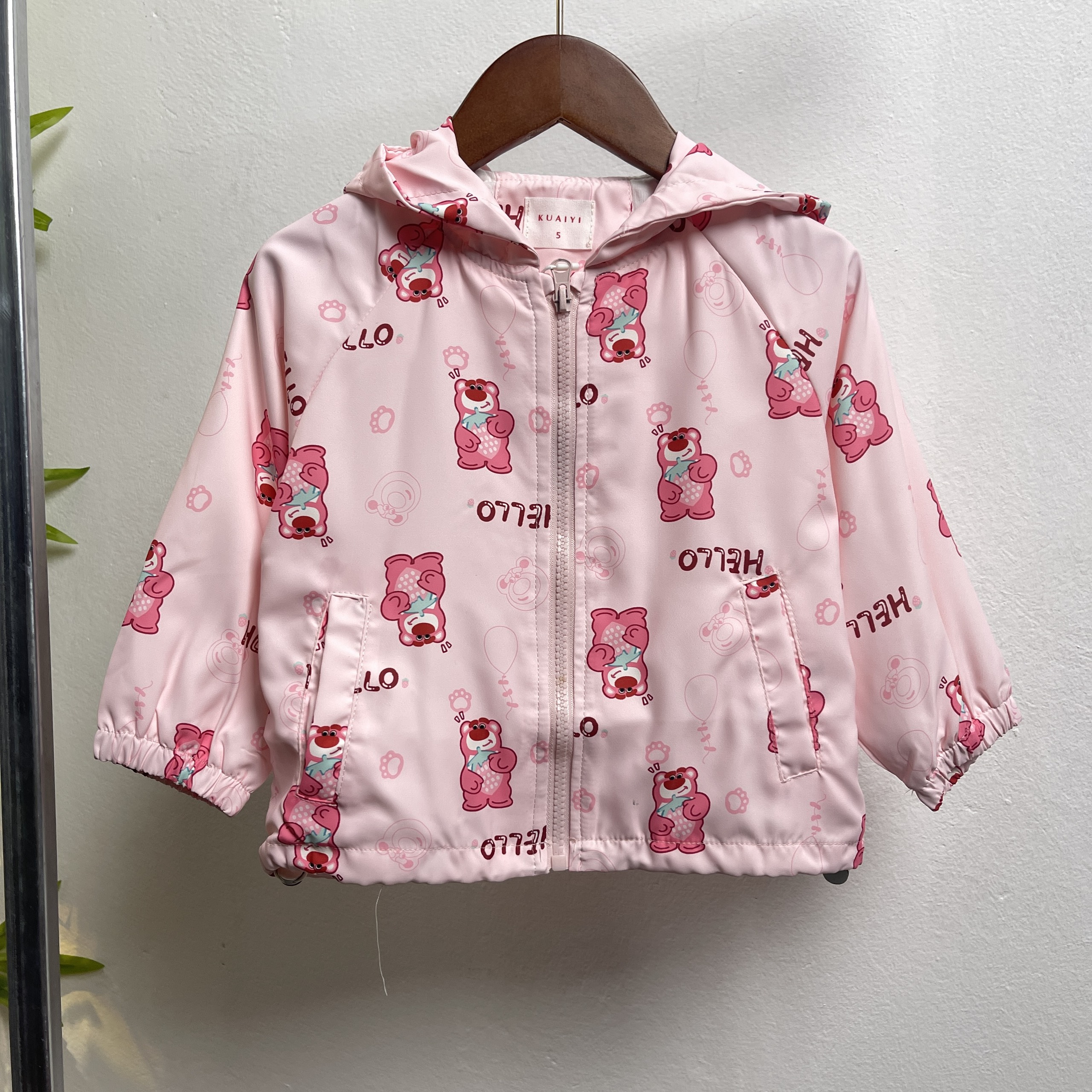 Áo khoác gió cho bé gái 1-6 tuổi 2 lớp túi bèo đính nơ cao cấp lót cotton hàng Quảng Châu