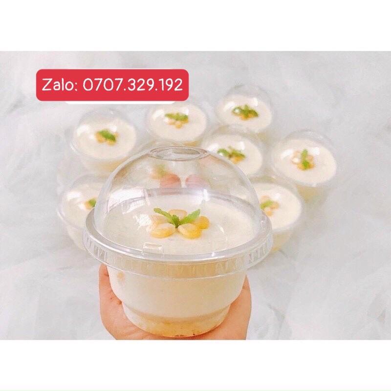 50 Ly lùn nắp cầu 200ml dùng lạnh - Ly đựng tiramisu - Ly đựng bánh mousse