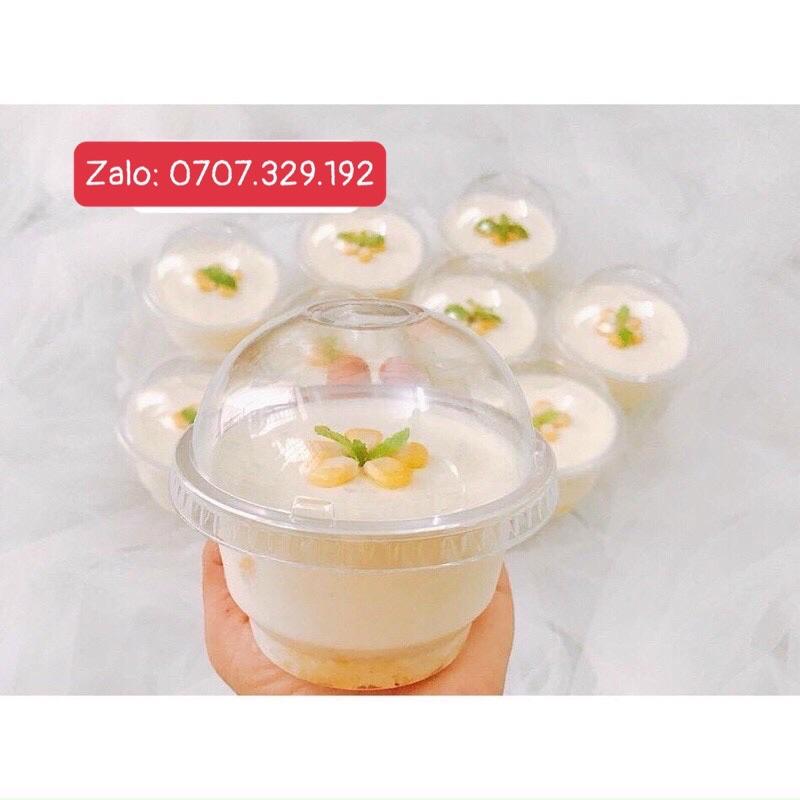 50 Ly lùn nắp cầu 200ml dùng lạnh    - Ly đựng tiramisu - Ly đựng bánh mousse