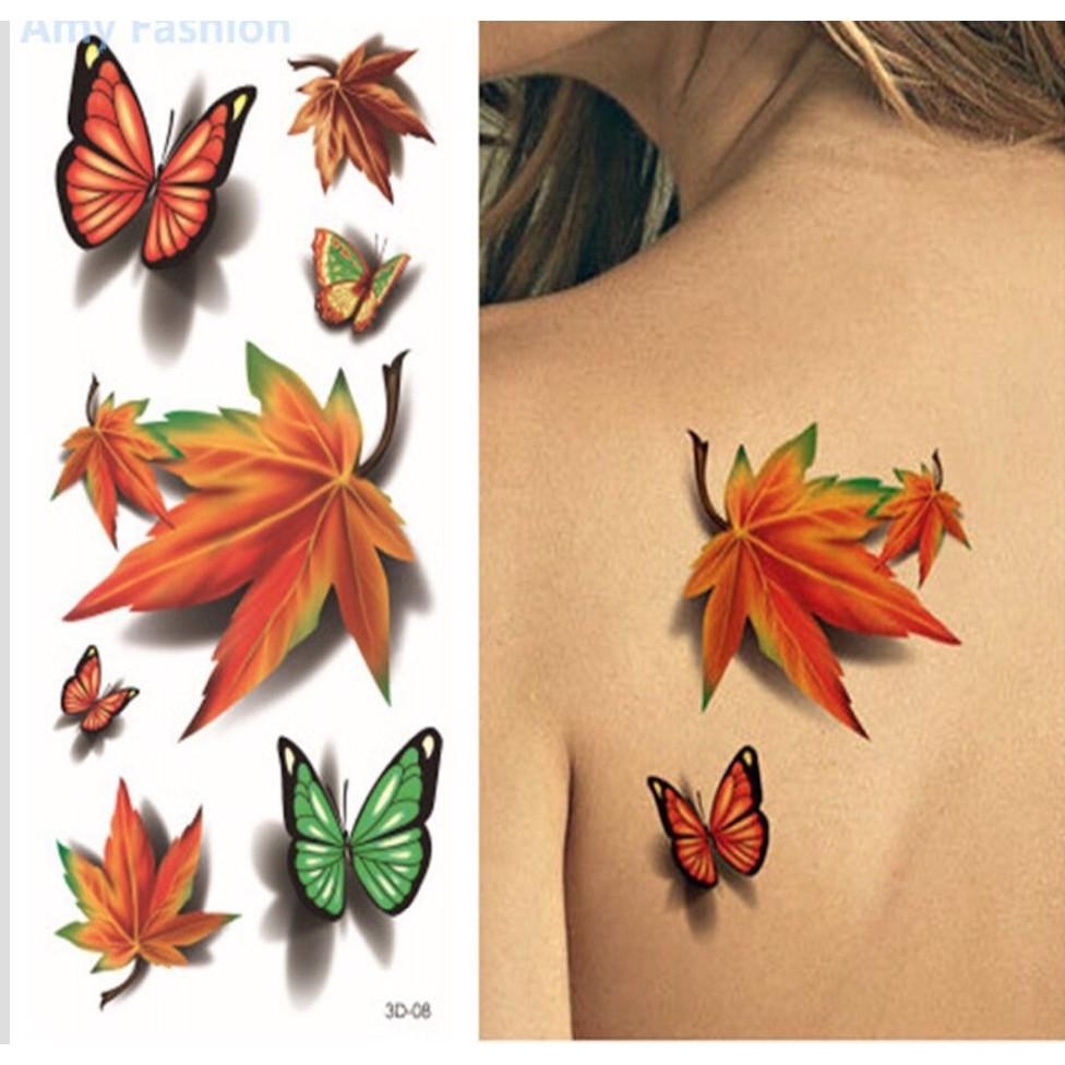 Hình xăm dán bướm xuân tattoo mini 10x6cm