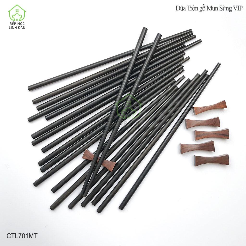 Đũa Mun Sừng Cao Cấp HAHANCO_Gỗ Mộc Siêu Sạch_Bộ 10 Đôi Tròn