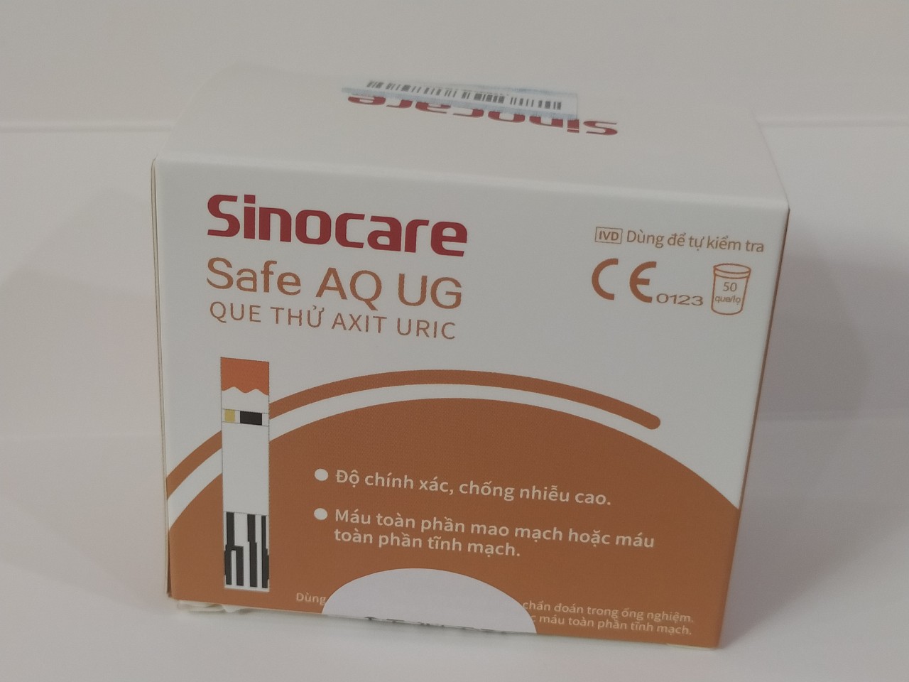 50 Que Thử Axid Uric Dùng Cho Máy Safe AQ UG Sinocare kèm 50 Kim Chích máu