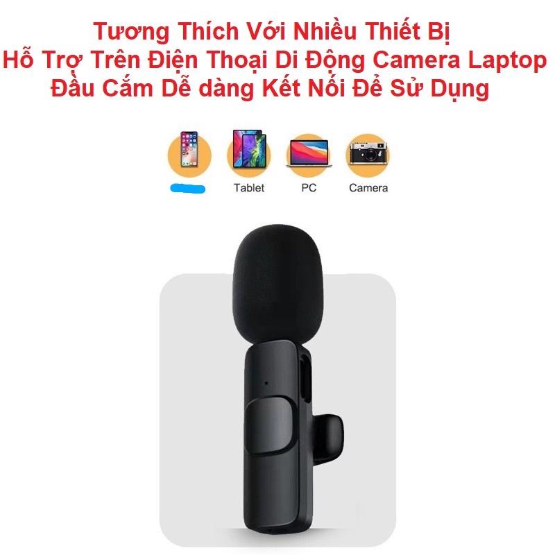 Micro Cài Áo Không Dây, Lọc Tiếng Ồn, Dùng Cho Điện Thoại, Live stream /Quay Vlog/Gọi thoại Nhỏ Gọn Tiện Lợi