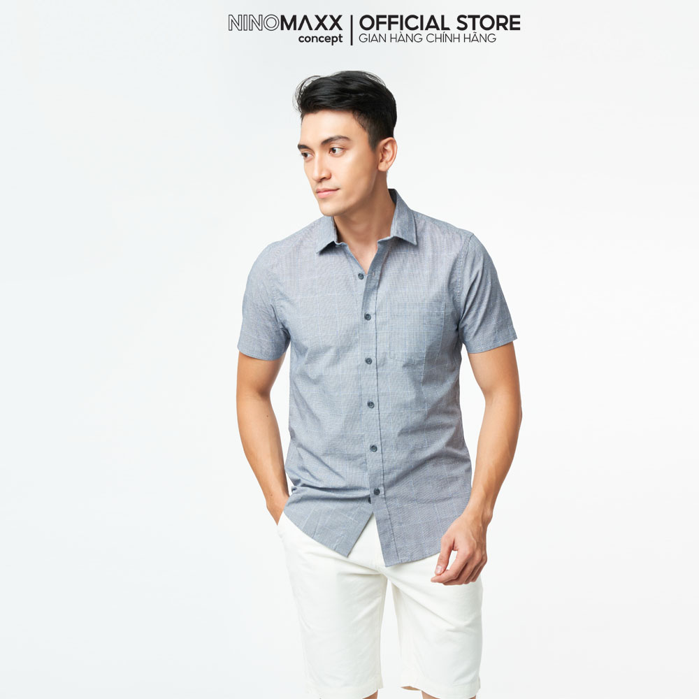 NIOMAXX Áo sơ mi caro Nam tay ngắn form Slim Fit 2101005