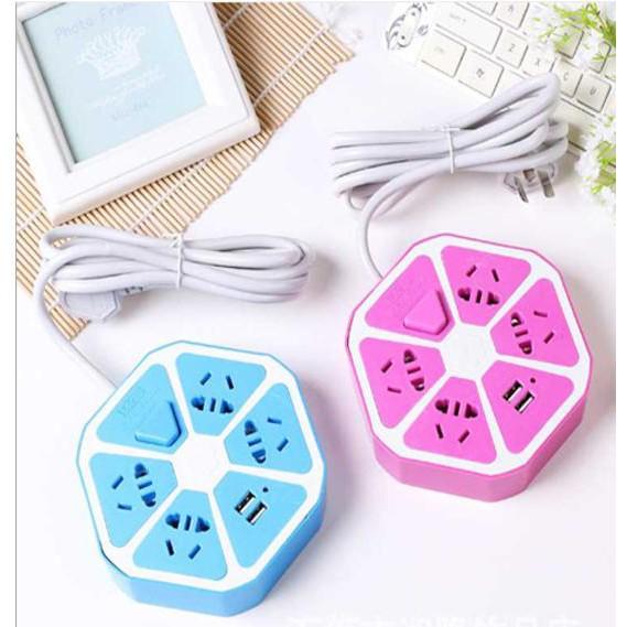 Ổ Điện Hình Lục Giác Chống Giật 2 Cổng USB Cao Cấp, Đa Năng