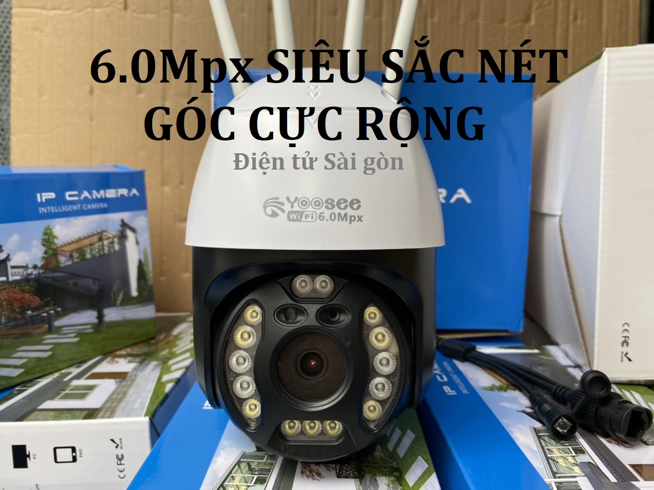 CAMERA WIFI "YOOSEE" 4 RÂU 17 ĐÈN 6.0 MPX. Xoay 360 độ - HÀNG CHÍNH HÃNG