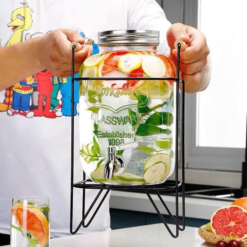 BÌNH THỦY TINH CAO CẤP CÓ VÒI KÈM CHÂN ĐẾ SẮT 4L