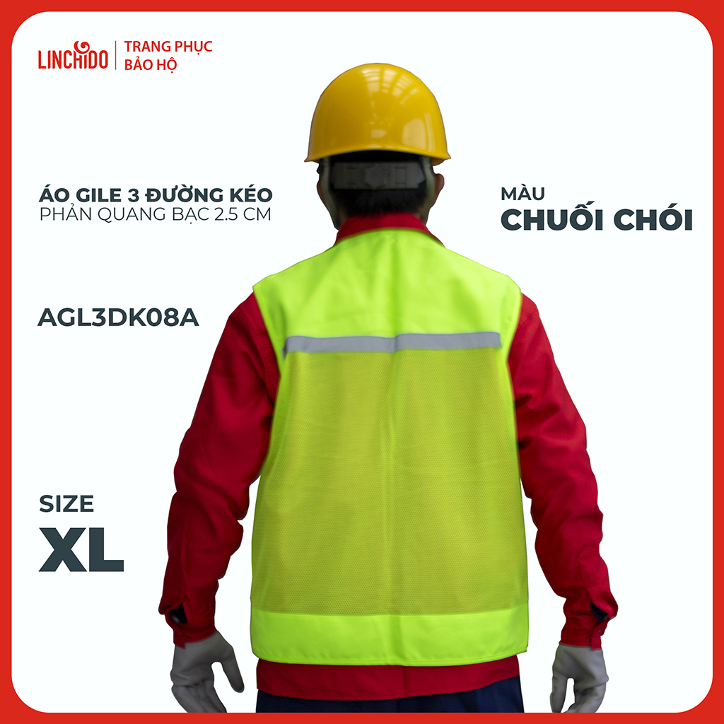 Áo Gile Kỹ Sư, Giám Sát Công Trình, Bảo Hộ Lao Động, 3 Đường Kéo, 6 Túi - Mã AGL3DK08A