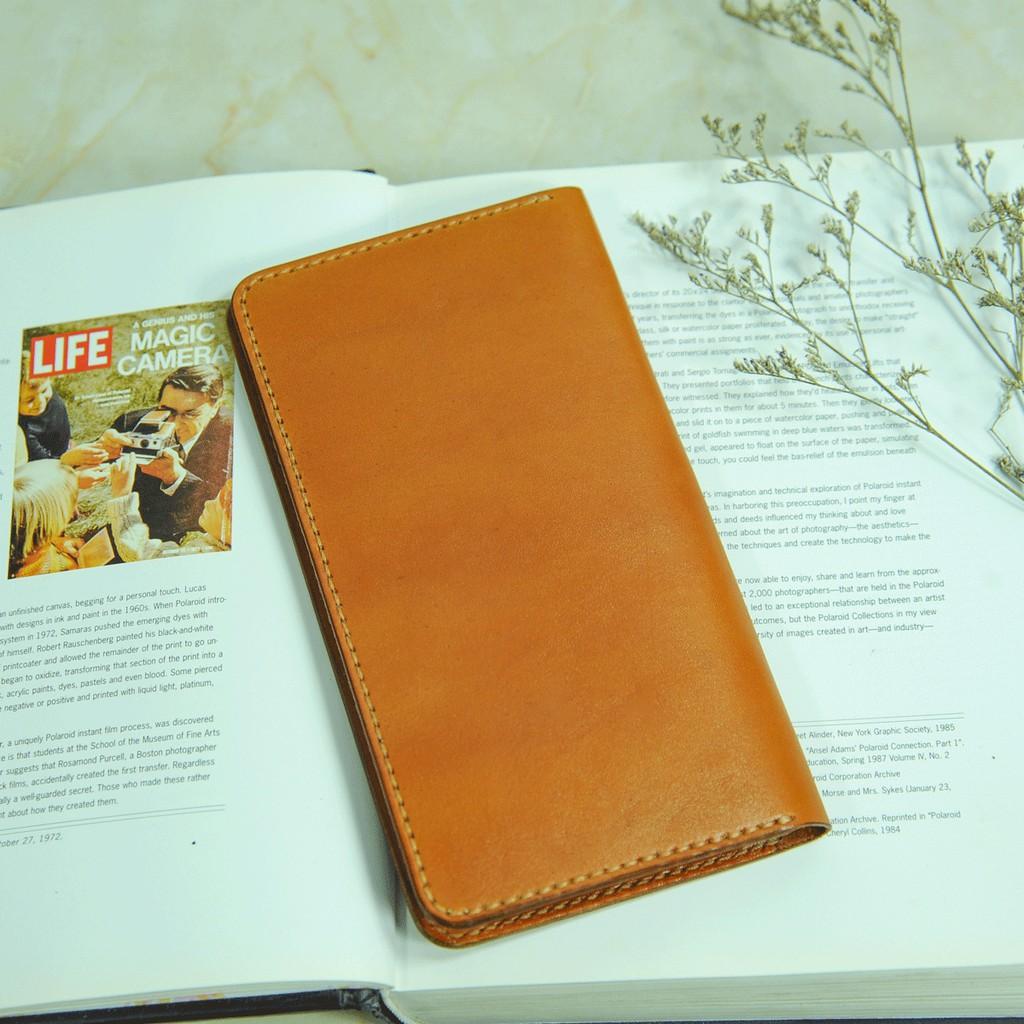 Ví da nữ thời trang cầm tay kèm ngăn đựng thẻ -Da bò nhập khẩu - Đồ da Handmade - DT764