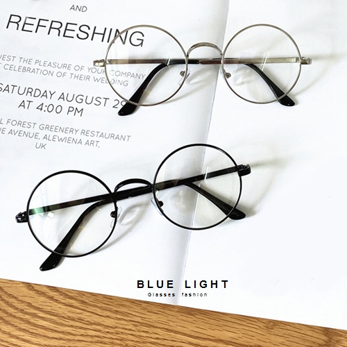 Kính Giả Cận, Gọng Kính Cận Nam Nữ Mắt Tròn Xoe Nobita Bạc Đen Không Độ Hàn Quốc - BLUE LIGHT SHOP
