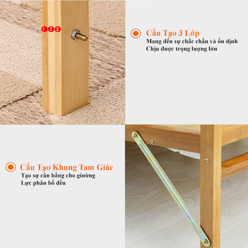 Giường tre gấp gọn, giường gấp nguyên liệu 100% tre già tự nhiên chọn lọc thân thiện môi trường bảo vệ sức khỏe