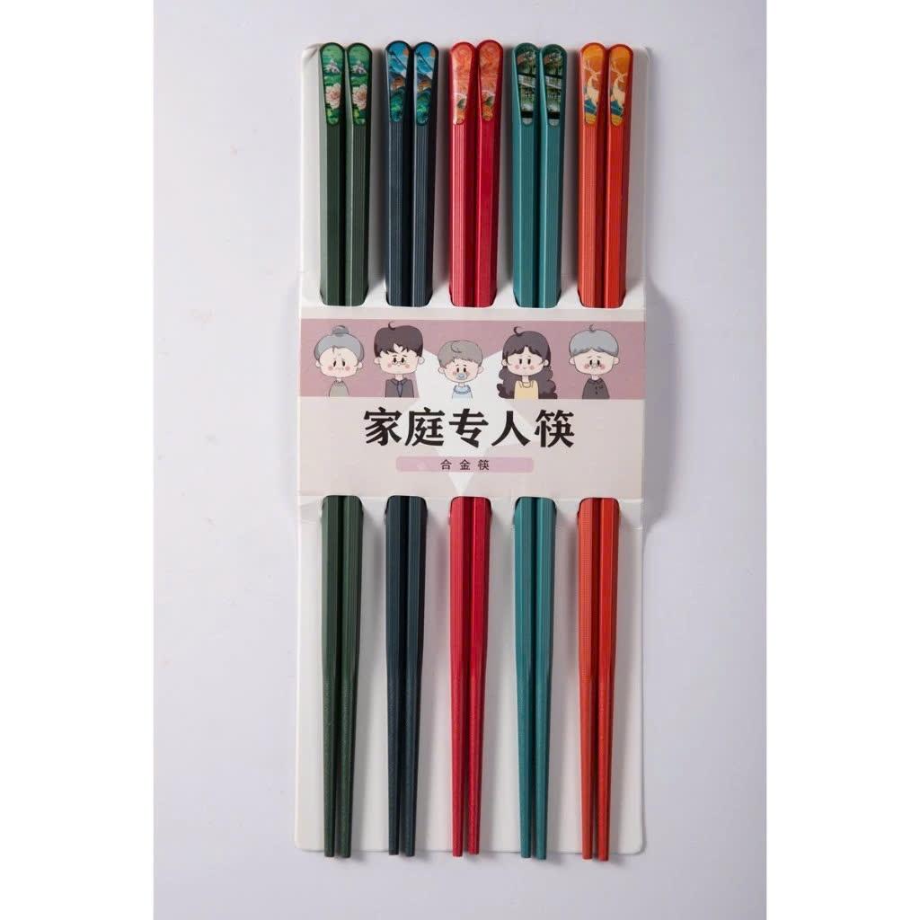 Bộ 5 Đôi Đũa Kiểu Nhật Nhiều Màu Bằng Sợi Thuỷ Tinh Chống Trượt