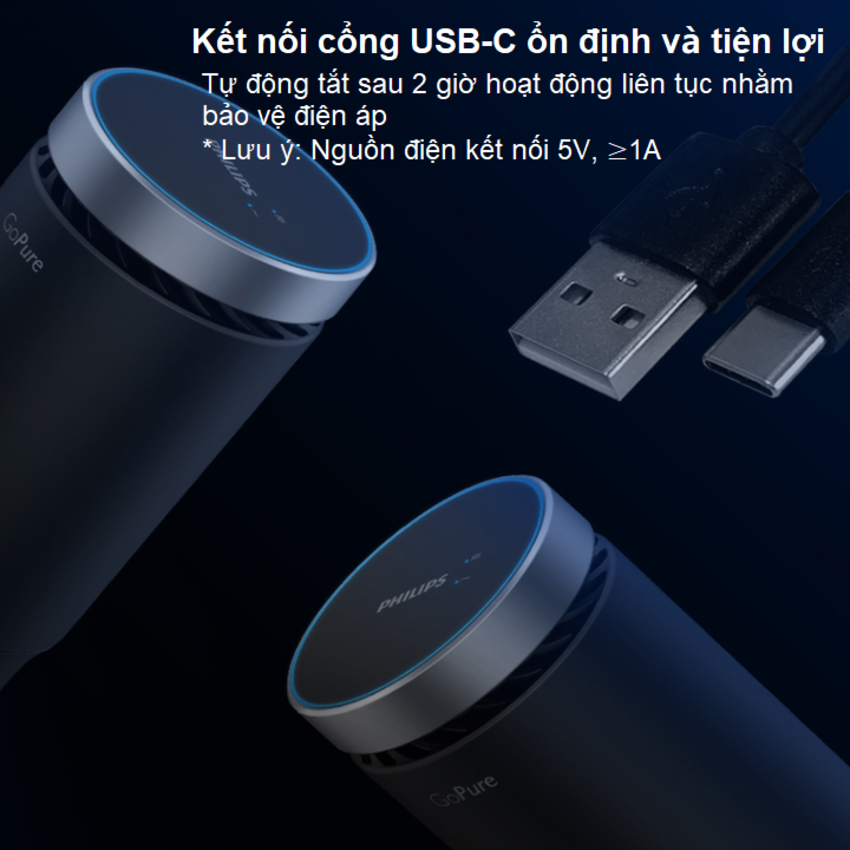 Máy khủ mùi và lọc không khí trên ô tô dạng cốc thương hiệu Philips Hà Lan cao cấp GP5601 và GP5602 - Hàng Nhập Khẩu