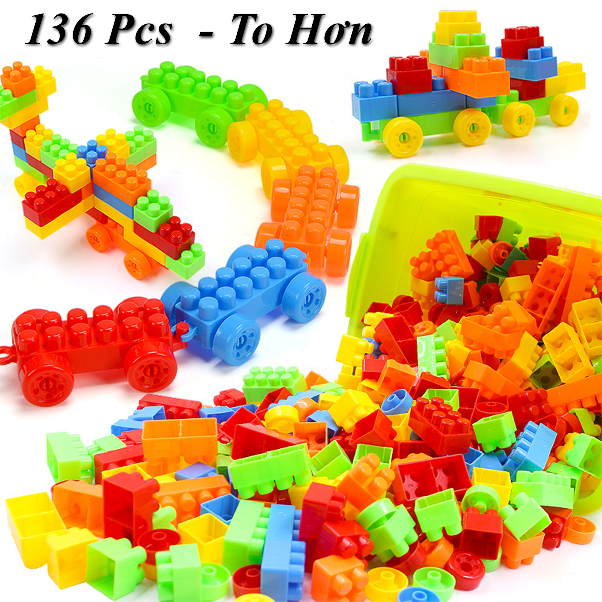Đồ chơi Lắp Ráp sáng tạo LOẠI TO 136 chi tiết cho bé 3 tuổi phát triển tư duy kèm sách hướng dẫn