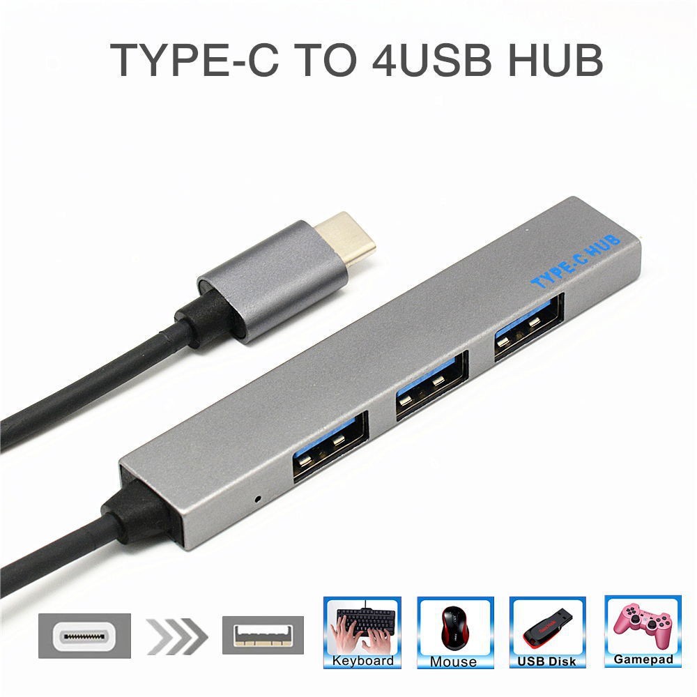 Bộ Chia Cổng Hub Type-C 4 Port ra USB 3.0 Chất Liệu Vỏ Nhôm Tốc Độ Truyền Tải Dữ Liệu Cao