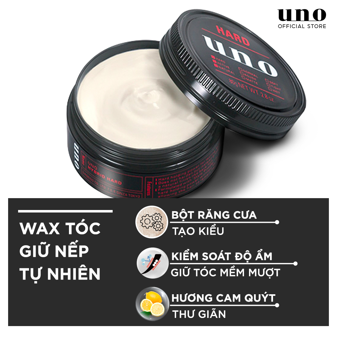 Sáp vuốt tóc tạo kiểu Giữ Nếp Tự Nhiên UNO Hybrid Hard 80g