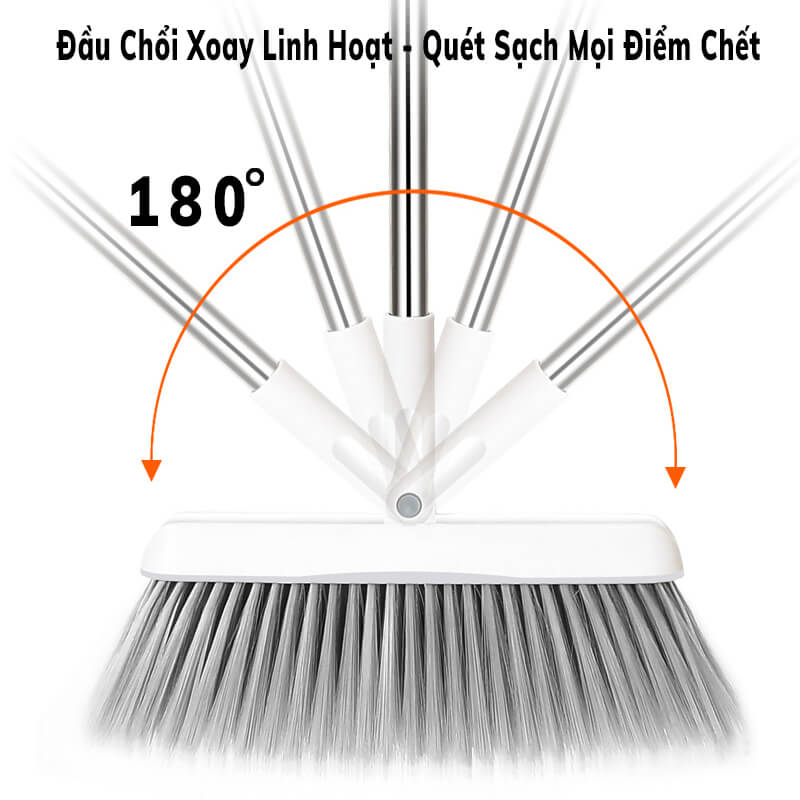 Chổi Quét Nhà Thông Minh Hamart 2in1 Chổi Nhựa Kèm Hót Rác Gấp Gọn - XOAY 180° KY LỌC RÁC