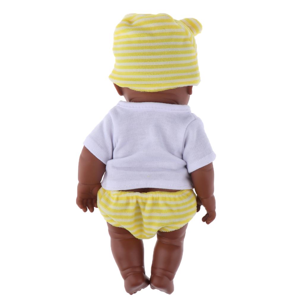 30cm Real Life Newborn Doll Vinyl Trẻ Sơ Sinh Châu Phi Trẻ Sơ Sinh Màu Vàng