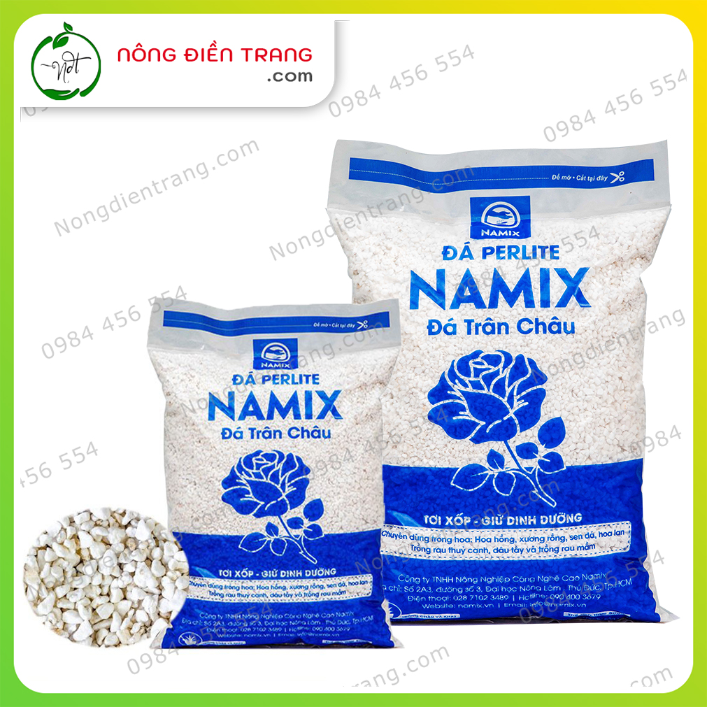 Đá Perlite Namix - Túi 5dm3 và Bao 20dm3 - Giàu khoáng chất, ổn định cấu trúc, tăng độ thoát nước cho đất VTNN Nông Điền Trang