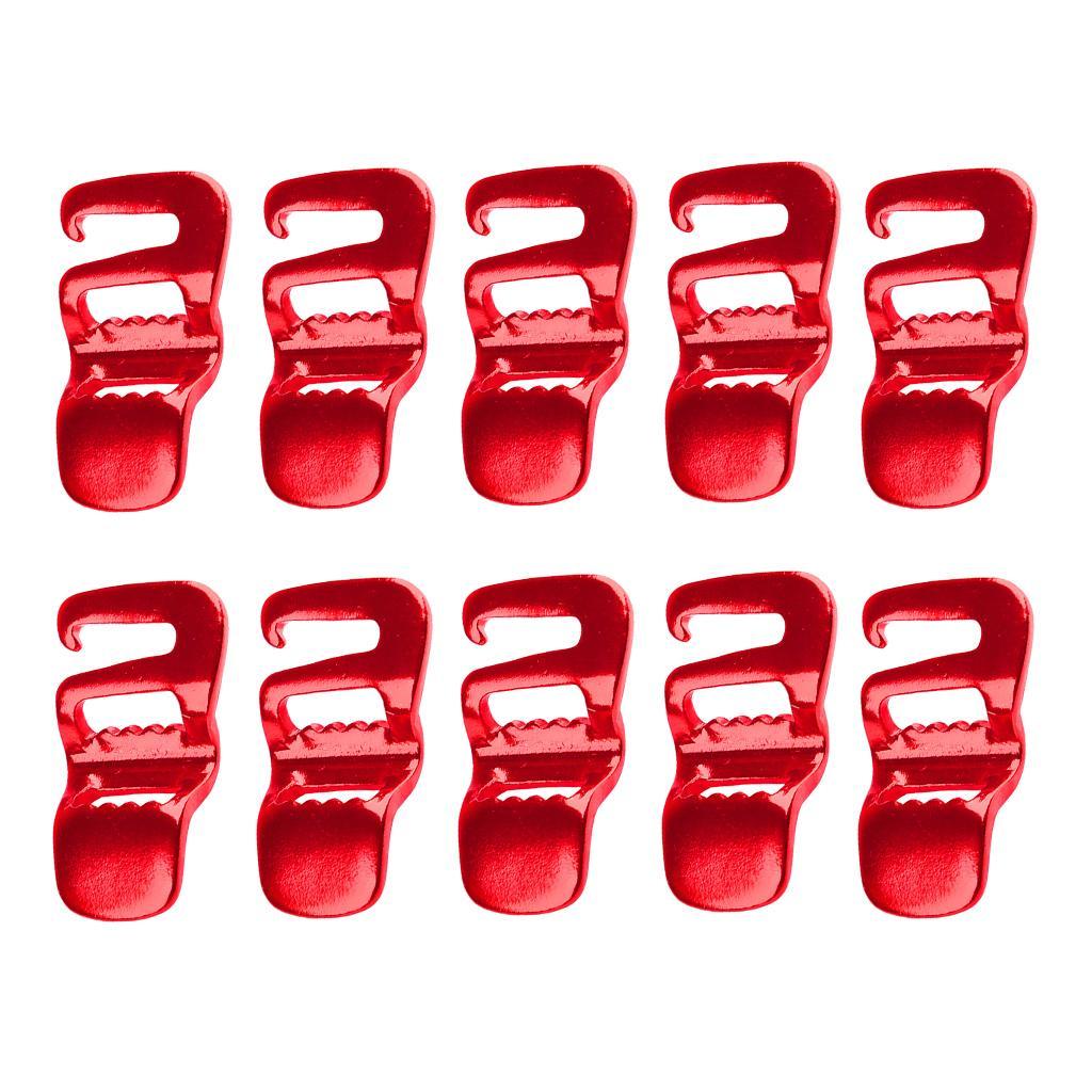 10Pcs Sturdy Hook Webbing Quick Release Buckle for Backpack Bag S Red