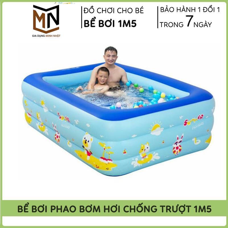 Bể Bơi Phao 3 Tầng Kích Thước 1M5 ( 150x110xCao55Cm ) Cho Bé, Hàng Loại 1 Có Đáy Chống Trượt, An Toàn Khi Sử Dụng