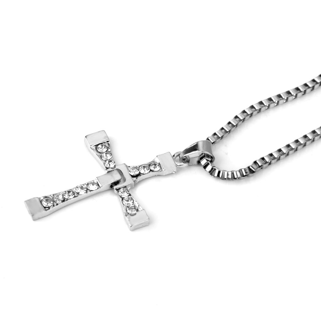 Men women fashion silver cross pendant chain necklace unisex jewelry gift