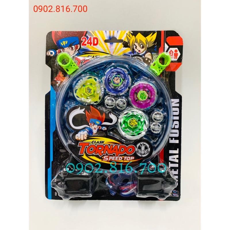 Bộ Con Quay Chiến Thần Vô Địch Nado Clash TORNADO Có Bàn Đấu Nado Beyblade Vô Cực Vòng Xoay Thần Tốc 4 con