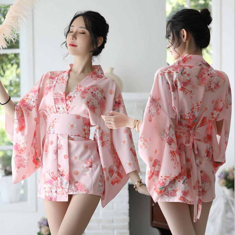 Đồ ngủ Kimono hồng hoa anh đào Nhật Bản