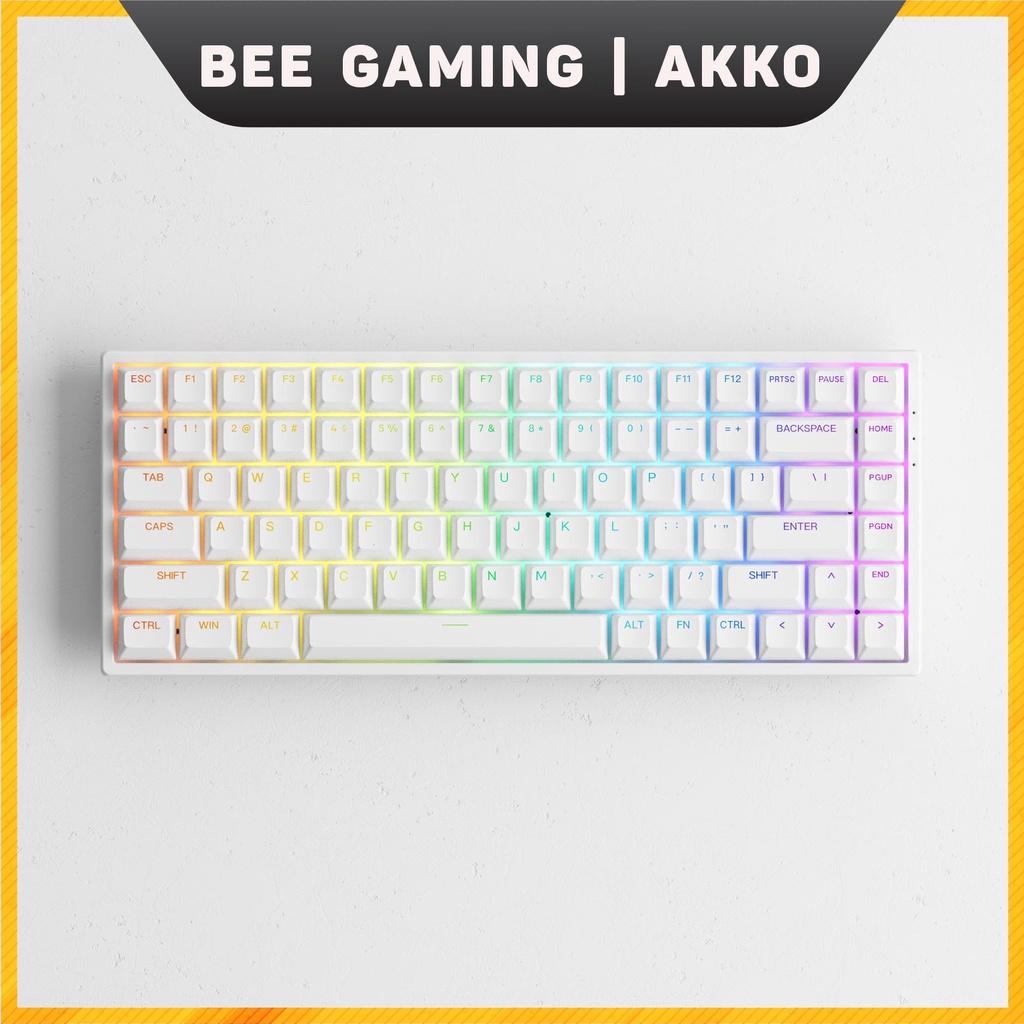 Bàn phím cơ chính hãng  AKKO 3084 v2 RGB – Black / White (Foam tiêu âm / Hotswap / AKKO CS Jelly switch