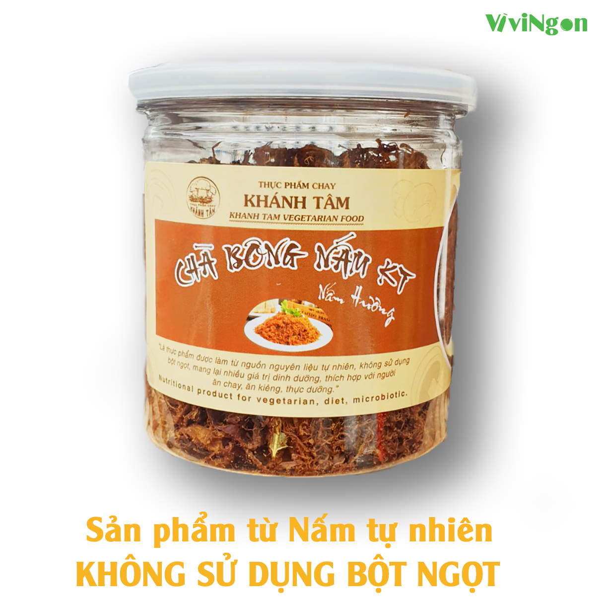 Chà bông Nấm Hương chay - Ruốc Nấm Hương chay - Hộp 80g - Đóng hộp sang trọng an toàn - ViviNgon- Thơm ngon ngọt đậm vị theo xu hướng plant based