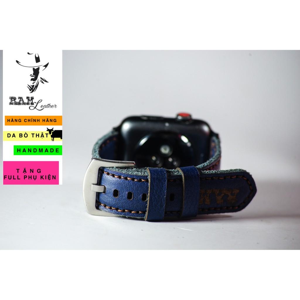 Dây đồng hồ RAM Leather da bò thật xanh navy - RAM classic 1958 -