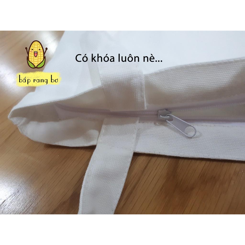TÚI TOTE CANVAS TRỨNG RÁN KHÓA ZIP